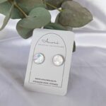 faux opal stud earrings resin opalite - stainless steel fittings hypoallergenic