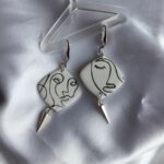 abstract face line art earrings - polymer clay amoresa south africa shop online