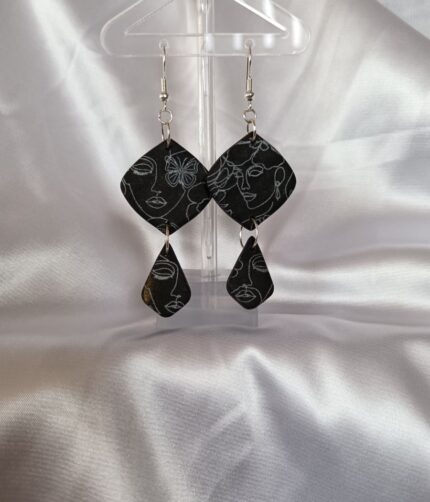 abstract face line art earrings - polymer clay amoresa south africa shop online