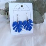 monstera earrings polymer clay hypoallergenic allergy free