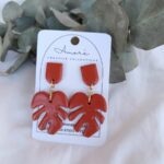 monstera earrings polymer clay hypoallergenic allergy free