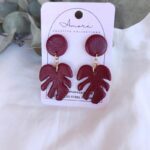monstera earrings polymer clay hypoallergenic allergy free