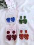 monstera earrings polymer clay hypoallergenic allergy free