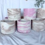 white beige marble pot plant orchid pot planter handmade south africa jesmonite eco resin