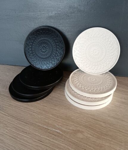 Mandala Coaster Sets Black White Jesmonite Eco Resin Stone Cement Decor Online Shop