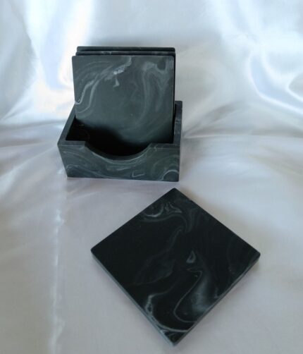 square marble coaster sets black white monochrome - amore creative collections www.amoresa.co.za
