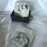 square marble coaster sets black white monochrome - amore creative collections www.amoresa.co.za