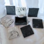 square marble coaster sets black white monochrome - amore creative collections www.amoresa.co.za