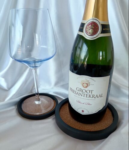 wine bottle drip trays - cork coaster tray sets - amore creative collections