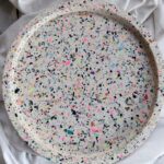 Terrazzo Tray Round XL - White Neon Black Chips - Amore Creative Collections