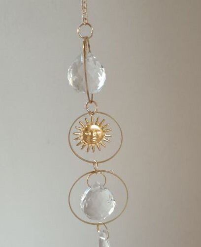 Gold Sun Loop Rings Stainless Steel Crystal Suncatcher South Africa - Amore Creative Collections