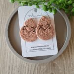 Polymer Clay Texture Effect Earrings South Africa - Beige floral organic white wedding bridal earrings Amore creative collections