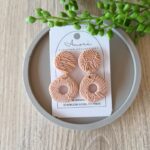 Polymer Clay Texture Effect Earrings South Africa - Beige floral organic white wedding bridal earrings Amore creative collections