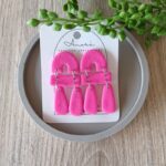Polymer Clay Texture Effect Earrings South Africa - Bright Pink Arch Dangle Earrings Organic Abstract Amore Creative Collections