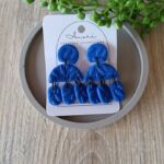 Polymer Clay Texture Effect Earrings South Africa - Royal Blue Floral Amore Creative Collections