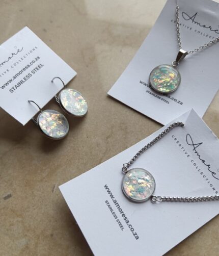 Faux Opal Resin Jewellery Stainless Steel Online Gift Shop - Amore Creative Collections Unique Custom Design Jewellery www.amoresa.co.za