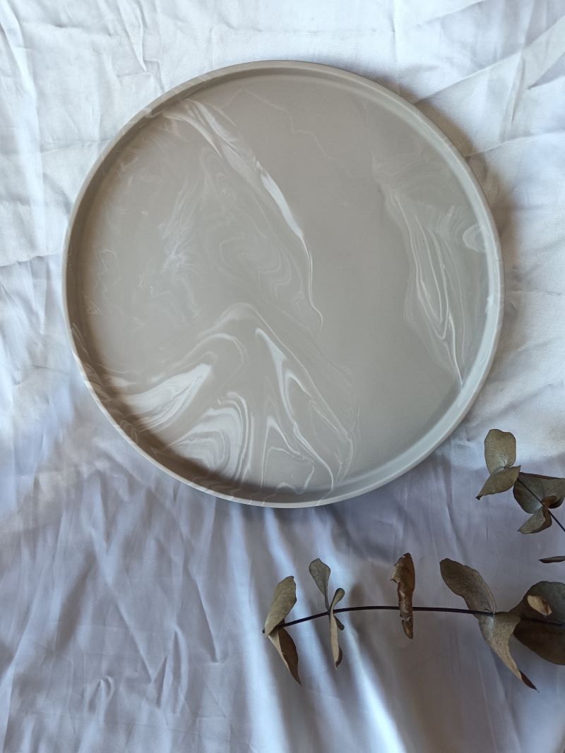 Beige Marble 30cm Display Tray Decor Interior - Amore Creative Collections Jesmonite South Africa