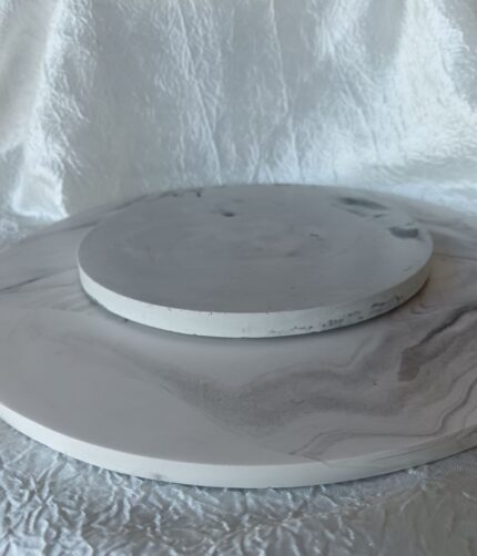Flat Round Marble White Decor Tray side view centre table display storage jesmonite eco resin www.amoresa.co.za