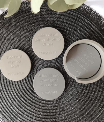 Bible Verse Christian Coaster Set - Handmade Resin Jesmonite Stone Marble Ceramic South Africa Shop Online www.amoresa.co.za