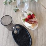 Mini snack platter plate Appetiser Tray with Wine Glass holder champagne snack cocktail trays wedding event restaurant customised logo engraved brand gift corporate south africa www.amoresa.co.za