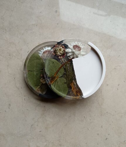 half epoxy resin half eco resin jesmonite sentimental keepsake flower botanical coaster sets south africa - www.amoresa.co.za