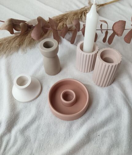 candle holders ribbed round abstract tall pillar long candle south africa handmade eco resin jesmonite shop online wholesale - www.amoresa.co.za